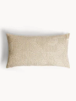 coincasa Cuscini|Cuscini Divano|Cuscino 35x65 cm in cotone con motivo geometrico e applicazioni perline Bianco