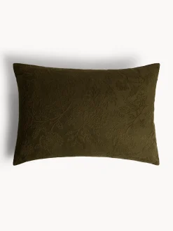 coincasa Cuscini|Cuscini Divano|Cuscino 40x60 cm in puro cotone jacquard motivo floreale Verde oliva
