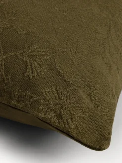 coincasa Cuscini|Cuscini Divano|Cuscino 40x60 cm in puro cotone jacquard motivo floreale Verde oliva