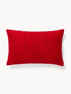 coincasa Cuscini Divano|Cuscini Natalizi|Cuscino 40x65 in ciniglia ricamata Rosso