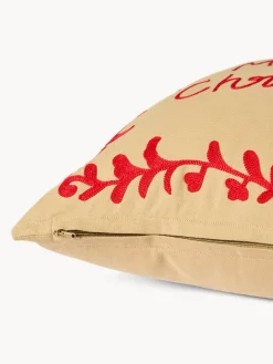 coincasa Cuscini Divano|Cuscini Natalizi|Cuscino 45x45 in cotone con ricamo a catenella Rosso