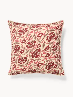 coincasa Cuscini Divano|Cuscini Natalizi|Cuscino 50x50 in garza di cotone stampato con frangette Rosso