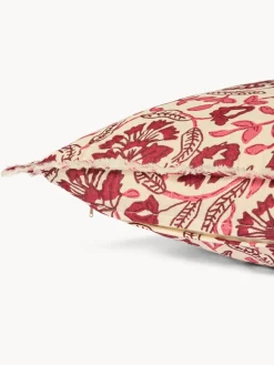 coincasa Cuscini Divano|Cuscini Natalizi|Cuscino 50x50 in garza di cotone stampato con frangette Rosso