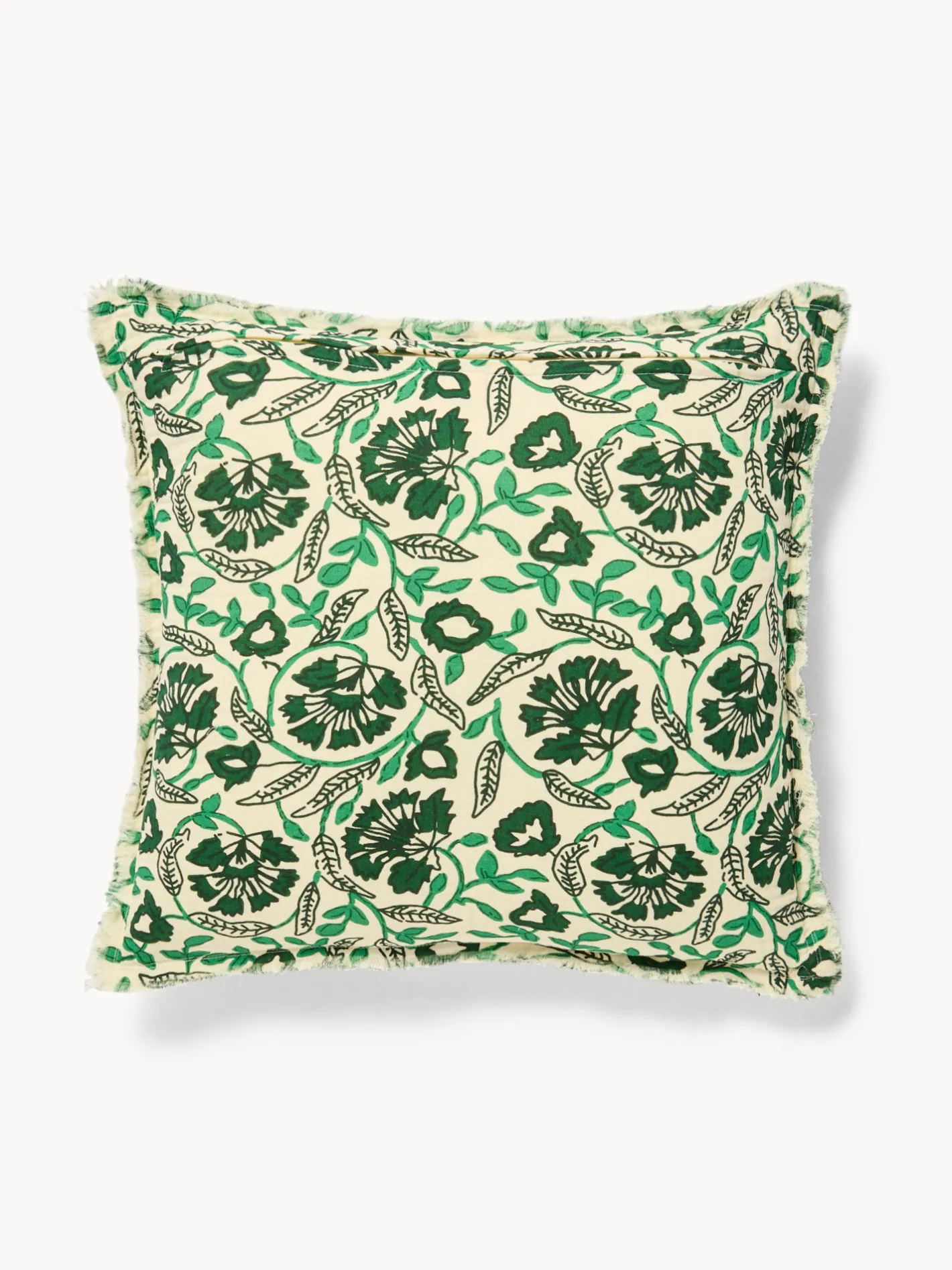 coincasa Cuscini Divano|Cuscini Natalizi|Cuscino 50x50 in garza di cotone stampato con frangette Verde