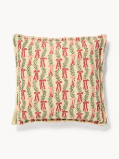 coincasa Cuscini Divano|Cuscini Natalizi|Cuscino 50x50 in garza di cotone con frangette Multicolor