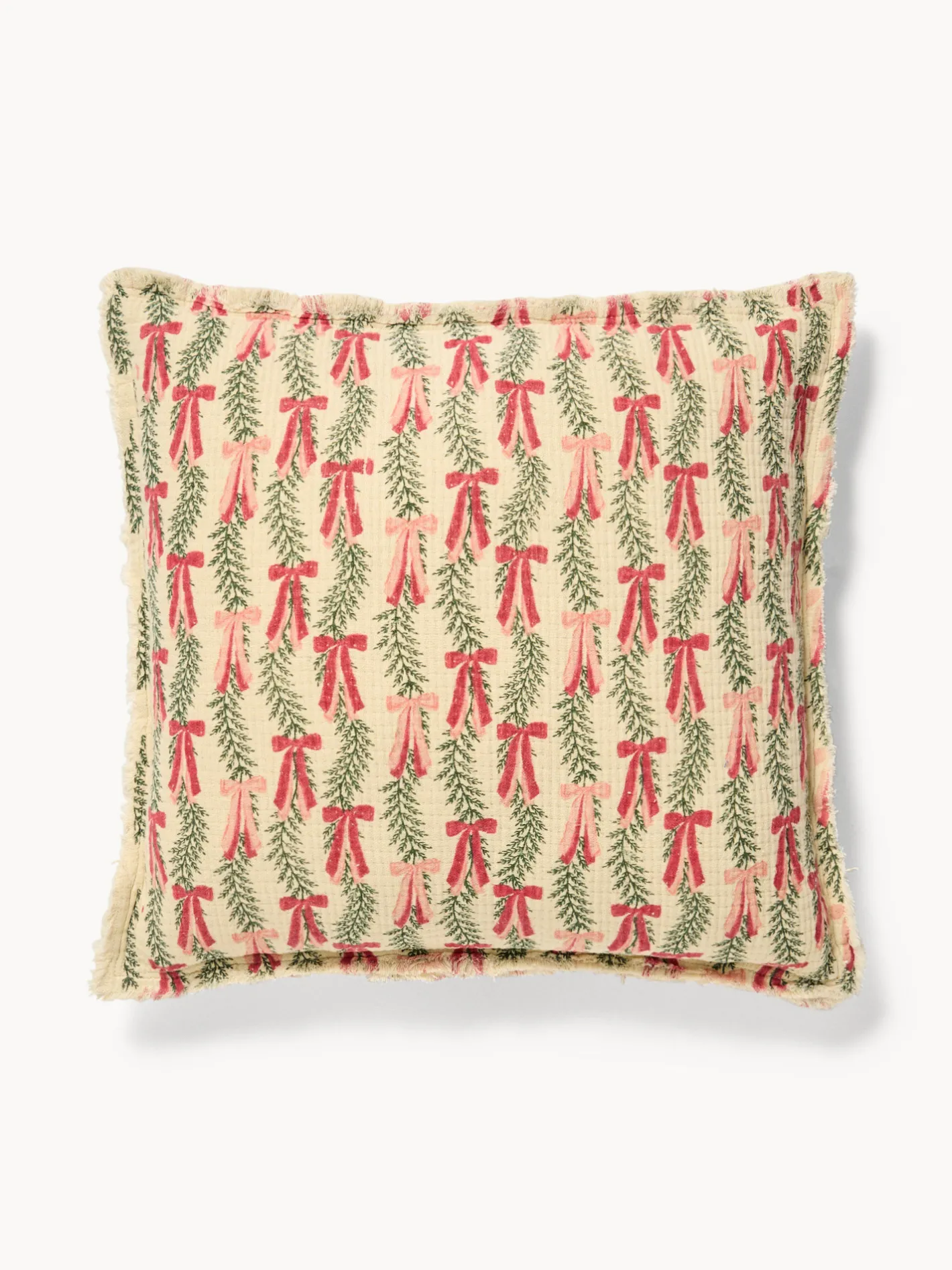 coincasa Cuscini Divano|Cuscini Natalizi|Cuscino 50x50 in garza di cotone con frangette Multicolor