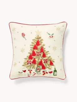 coincasa Cuscini Divano|Cuscini Natalizi|Cuscino 45x45 ricamo albero di Natale Multicolor