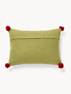 coincasa Cuscini Divano|Cuscini Natalizi|Cuscino 35x50 ricamo family con pompon Verde