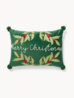 coincasa Cuscini Divano|Cuscini Natalizi|Cuscino 35x50 ricamo merry christmas Verde