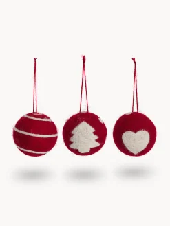 coincasa Palline|Decorazione per albero in feltro Rosso