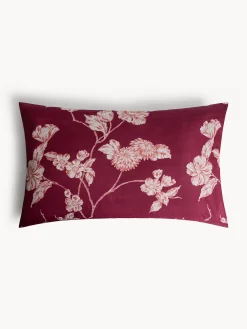 coincasa Biancheria Da Letto|Federe E Copricuscini|Federa in cotone percalle stampata floreale Rosso bordeaux