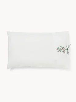 coincasa Federe E Copricuscini|Camera Da Letto|Federa in cotone percalle con ricamo Bianco