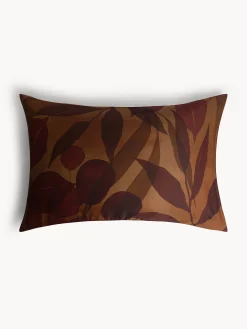 coincasa Biancheria Da Letto|Federe E Copricuscini|Federa in raso di cotone stampa foliage Arancione ambra