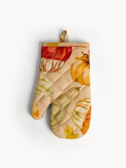 coincasa Biancheria Da Tavola|Presine E Guanti Da Cucina|Guanto da cucina in panama di puro cotone stampa zucche Beige