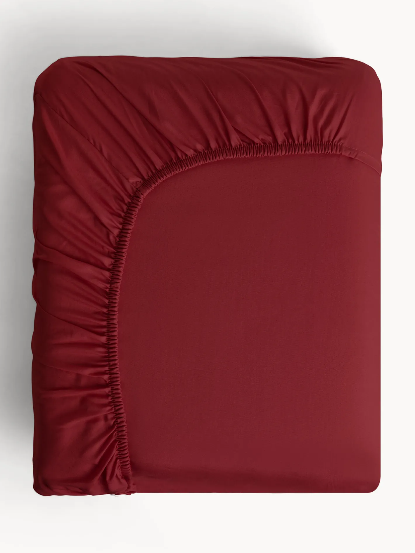 coincasa Biancheria Da Letto|Lenzuola Con Angoli|Lenzuolo con angoli in raso di cotone lavato tinta unita Rosso bordeaux