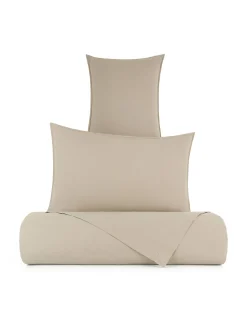 society limonta Biancheria Da Letto|Lenzuola|Lenzuolo liscio percalle di cotone stampato Special Capsule SOCIETY Made in Italy per Coincasa Beige scuro