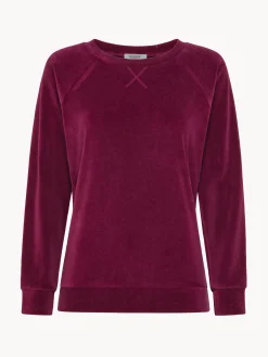 Homewear|Maglia a maniche lunghe in velluto Rosso ciliegia