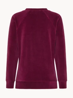 Homewear|Maglia a maniche lunghe in velluto Rosso ciliegia