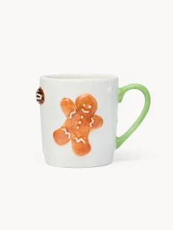 coincasa Tazze, Mug E Tazzine|Tazze, Mug E Tazzine Natalizie|Mug in ceramica con gingerbread in rilievo Bianco