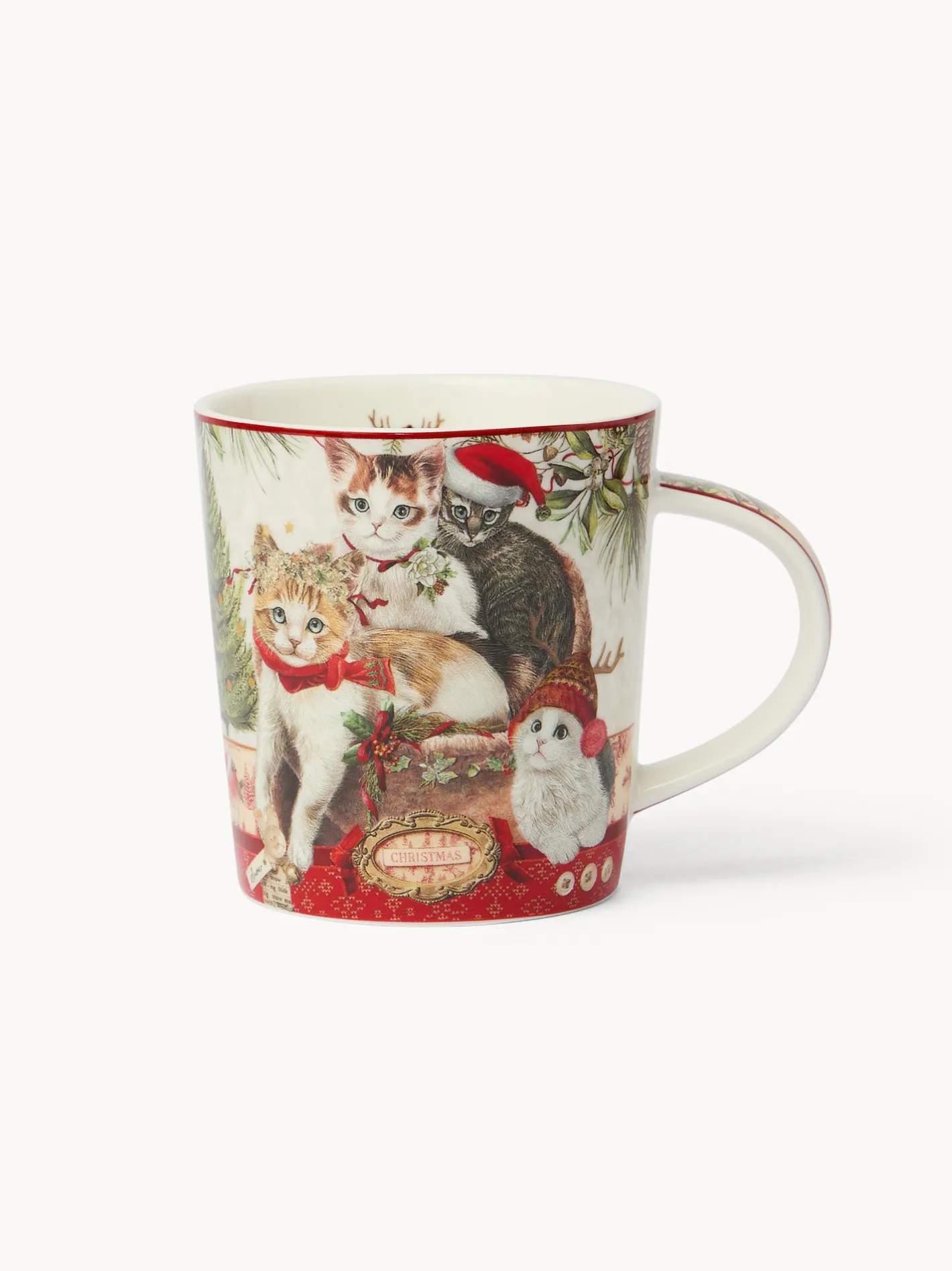 coincasa Tazze, Mug E Tazzine|Tazze, Mug E Tazzine Natalizie|Mug in new bone china gattini vintage Rosso
