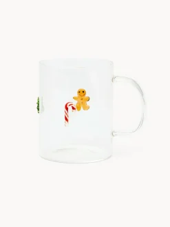 coincasa Tazze, Mug E Tazzine|Tazze, Mug E Tazzine Natalizie|Mug in vetro borosilicato con applicazioni natalizie Trasparente