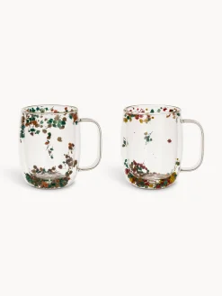 coincasa Tazze, Mug E Tazzine|Mug in vetro doppio con fiori Trasparente