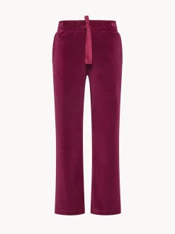Homewear|Pantaloni palazzo in velluto Rosso ciliegia