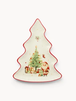 coincasa Piatti|Piatti Natalizi|Piattino albero in porcellana Natale vintage Bianco
