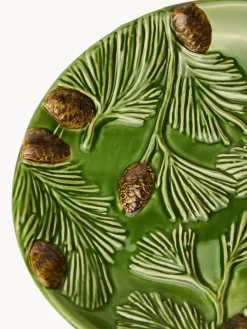 coincasa Piatti|Piatti Natalizi|Piattino pane in ceramica decoro pigne Verde
