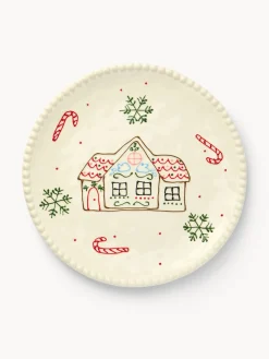 coincasa Piatti|Piatti Natalizi|Piatto da portata in porcellana motivo villaggio di Natale Bianco