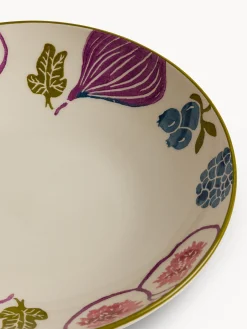 Piatti|Piatto fondo in ceramica motivo fichi dipinto a mano Multicolor