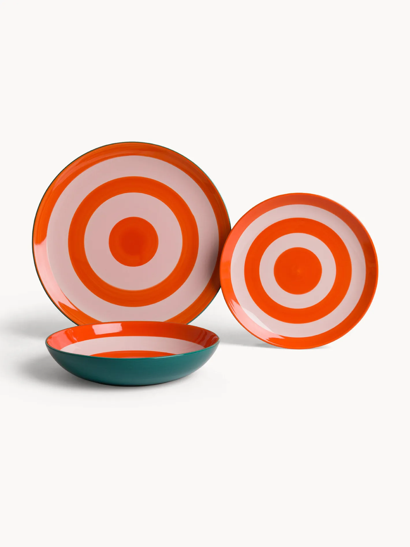 coincasa Piatti|Piatto fondo in ceramica a righe circolari Multicolor