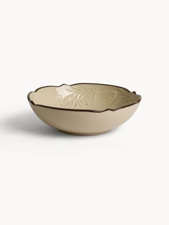 coincasa Piatti|Piatto fondo in stoneware con filo marrone Beige chiaro