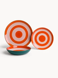 coincasa Piatti|Piatto frutta in ceramica a righe circolari Multicolor