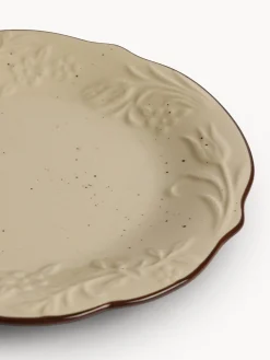 coincasa Piatti|Piatto frutta in stoneware con filo marrone Beige chiaro