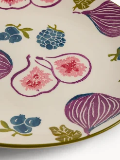 Piatti|Piatto piano in ceramica motivo fichi dipinto a mano Multicolor