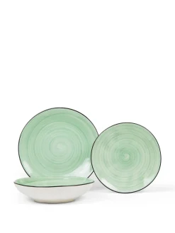 coincasa Piatti|Piatto piano in stoneware Tokyo Verde acqua