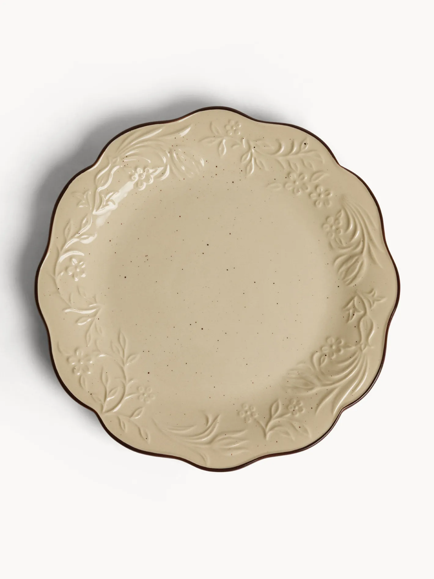 coincasa Piatti|Piatto piano in stoneware con filo marrone Beige chiaro