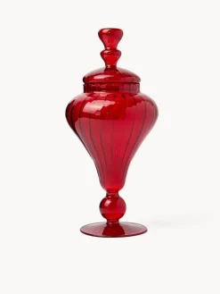 coincasa Contenitori E Cestini|Coppe E Contenitori Natalizi|Porta dolci in vetro borosilicato ad albero Rosso