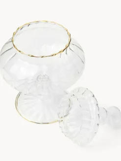 coincasa Contenitori E Cestini|Porta dolci in vetro borosilicato profili oro Trasparente