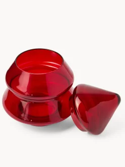 coincasa Contenitori E Cestini|Coppe E Contenitori Natalizi|Porta dolci in vetro spruzzato ad albero Rosso