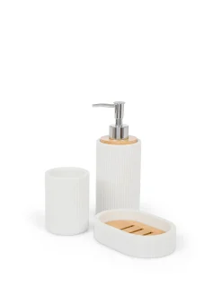 coincasa Accessori Bagno|Biancheria Bagno|Porta sapone in poliresina rigato Bianco