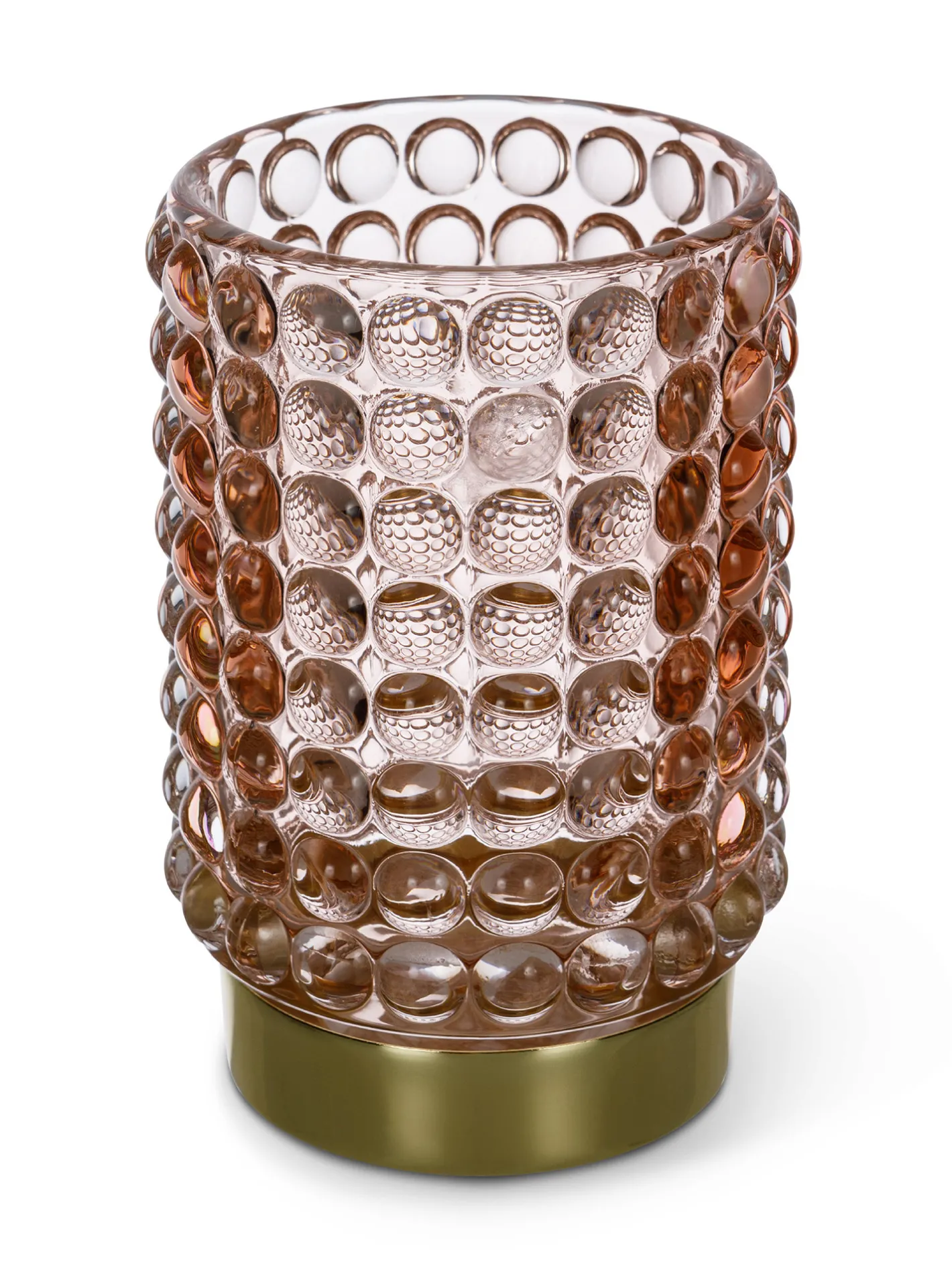 coincasa Lanterne, Candelieri E Portacandele|Porta t-light in vetro con dettaglio dorato Rosa