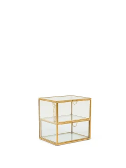 coincasa Soprammobili E Orologi|Portagioie a due piani bordi dorati Trasparente