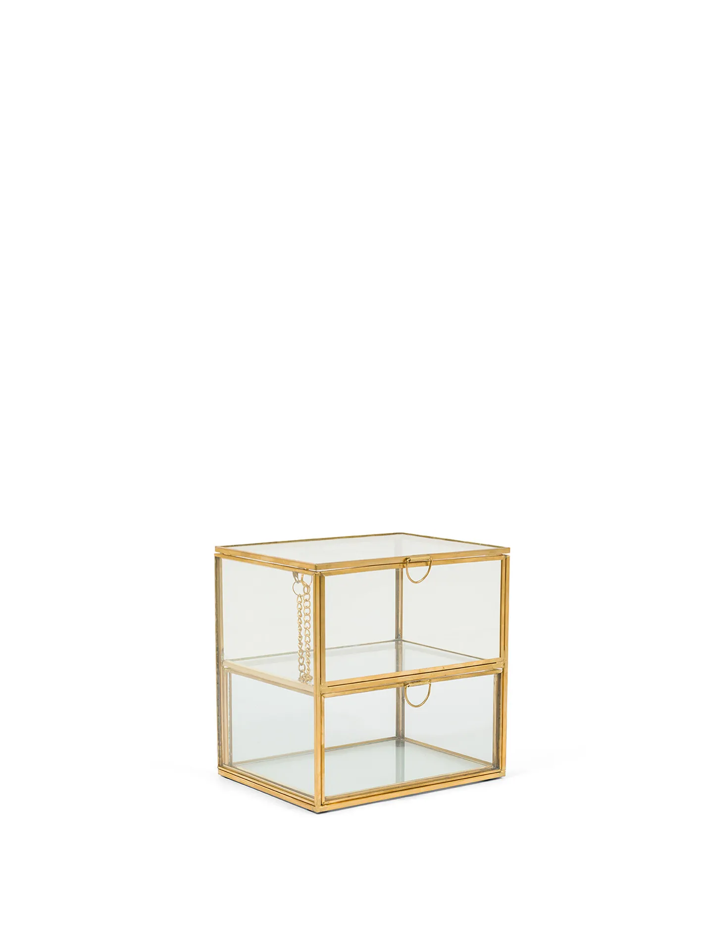 coincasa Soprammobili E Orologi|Portagioie a due piani bordi dorati Trasparente