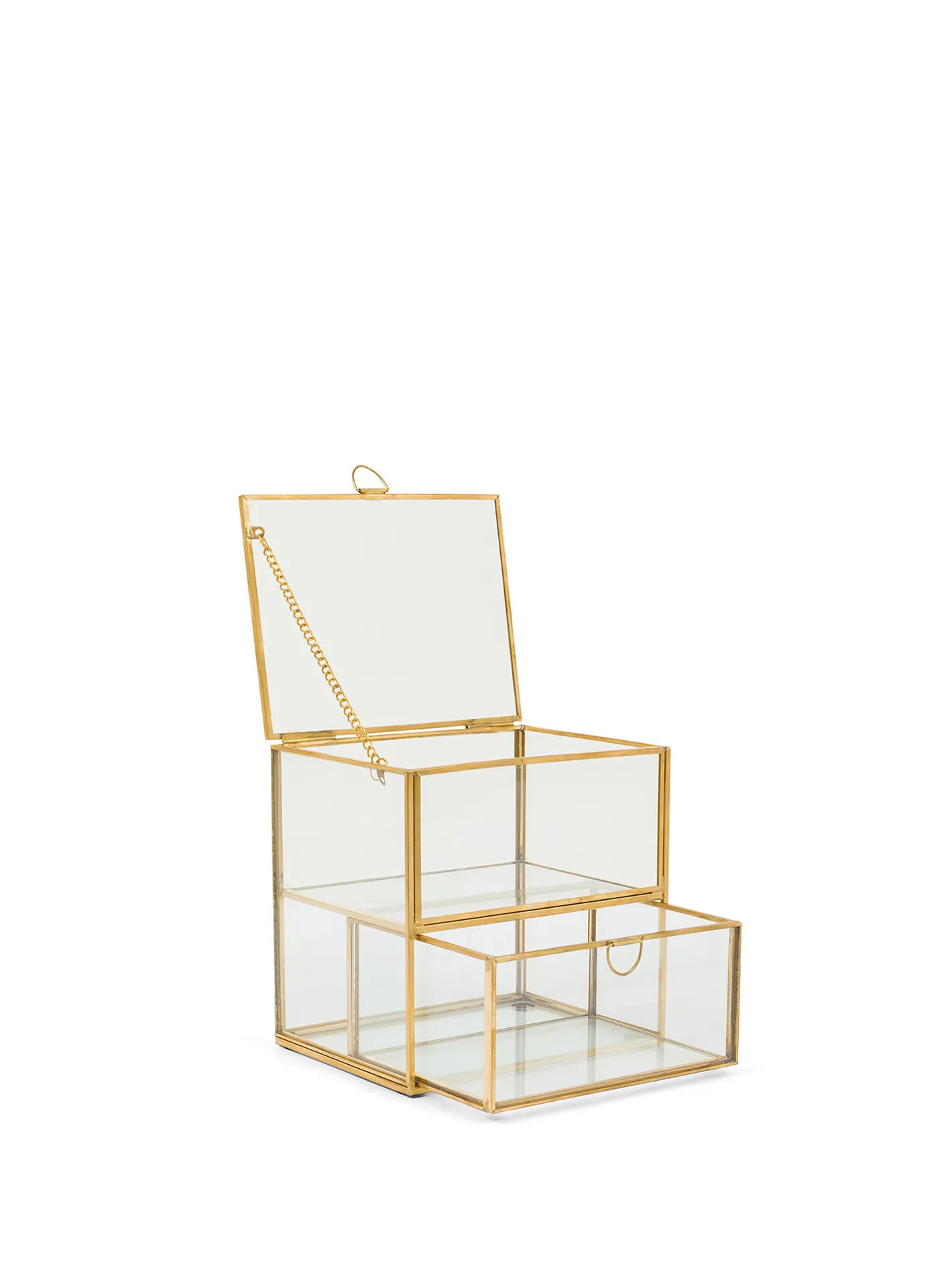 coincasa Soprammobili E Orologi|Portagioie a due piani bordi dorati Trasparente