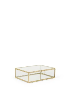 coincasa Soprammobili E Orologi|Portagioie in vetro bordi dorati Trasparente