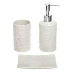 coincasa Accessori Bagno|Biancheria Bagno|Portasapone ceramica Rose Bianco avorio