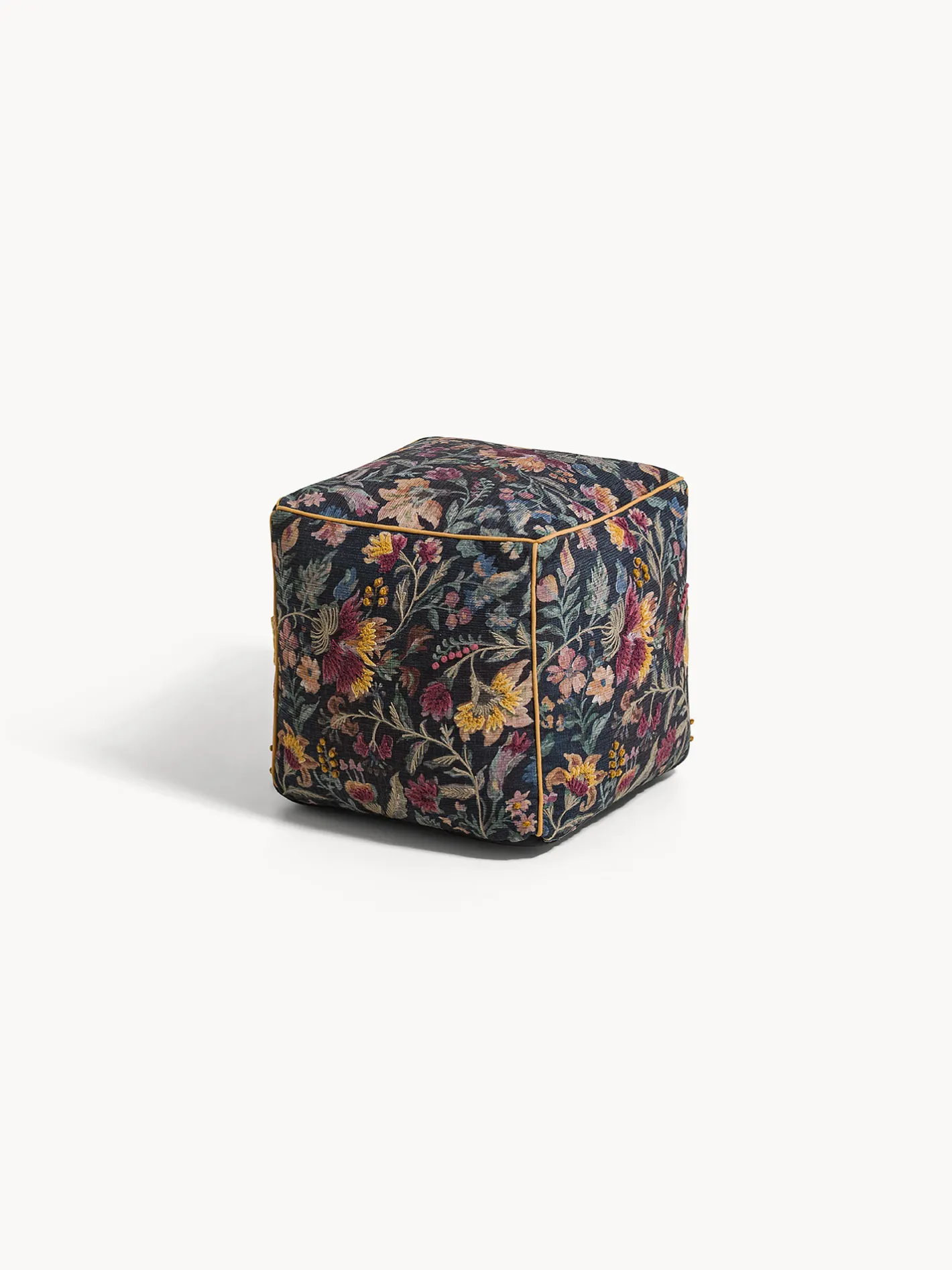 coincasa Divani Poltrone E Pouf|Arredo Soggiorno|Pouf in velluto stampa floreale Multicolor