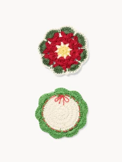 coincasa Presine E Guanti Da Cucina|Presine crochet in puro cotone Multicolor